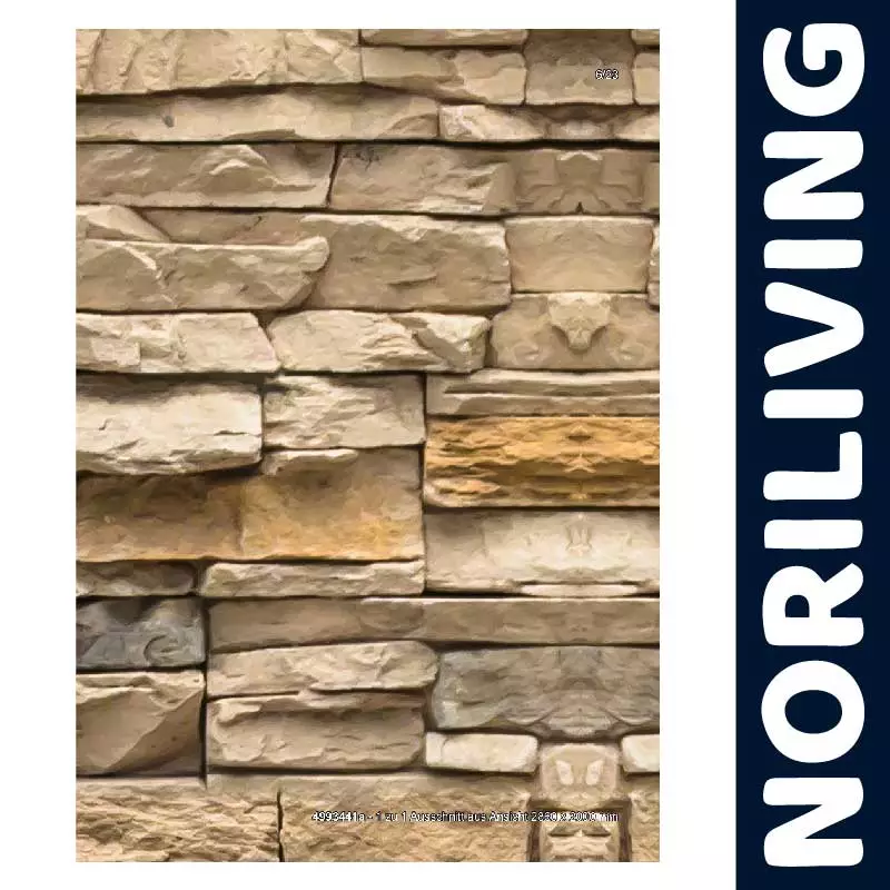 Detailansicht einer beigen künstlichen Steinwandverkleidung von NORILIVING mit natürlicher Optik