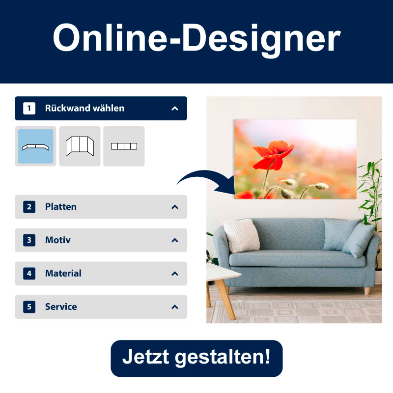 Wandbild online gestalten – Vorschau des Design-Tools.