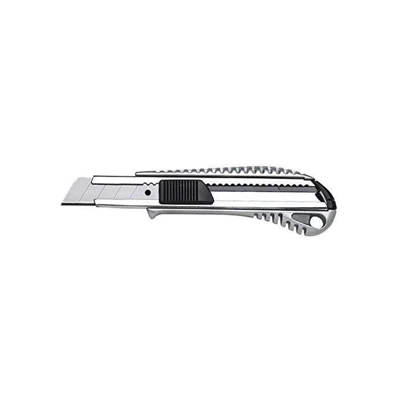 Ergonomisches Cuttermesser mit einziehbarer Klinge Silbernes Cuttermesser mit einziehbarer Klinge und ergonomischem Griff