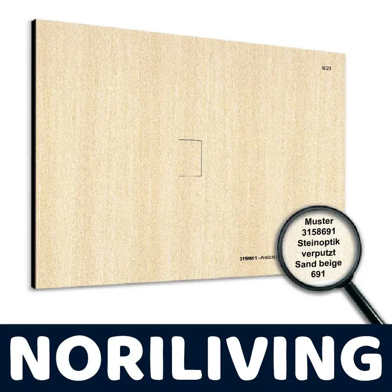 Noriliving Musterplatte 3158691 mit verputzter Steinoptik in Sand beige, Nahaufnahme mit Lupe