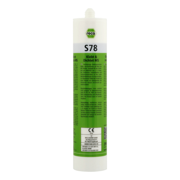 Reca S78 Kleber und Dichtmittel Kartusche 290ml Reca S78 Kleber und Dichtmittel in einer grünen 290ml Kartusche, geeignet zum Kleben und Dichten.
