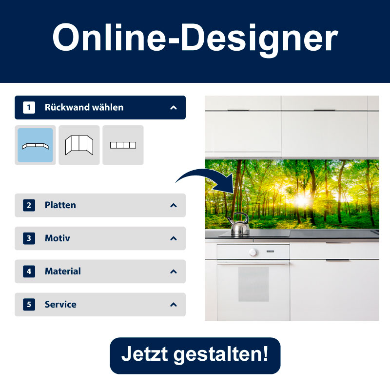 Küchenrückwand online gestalten – Vorschau des Design-Tools.