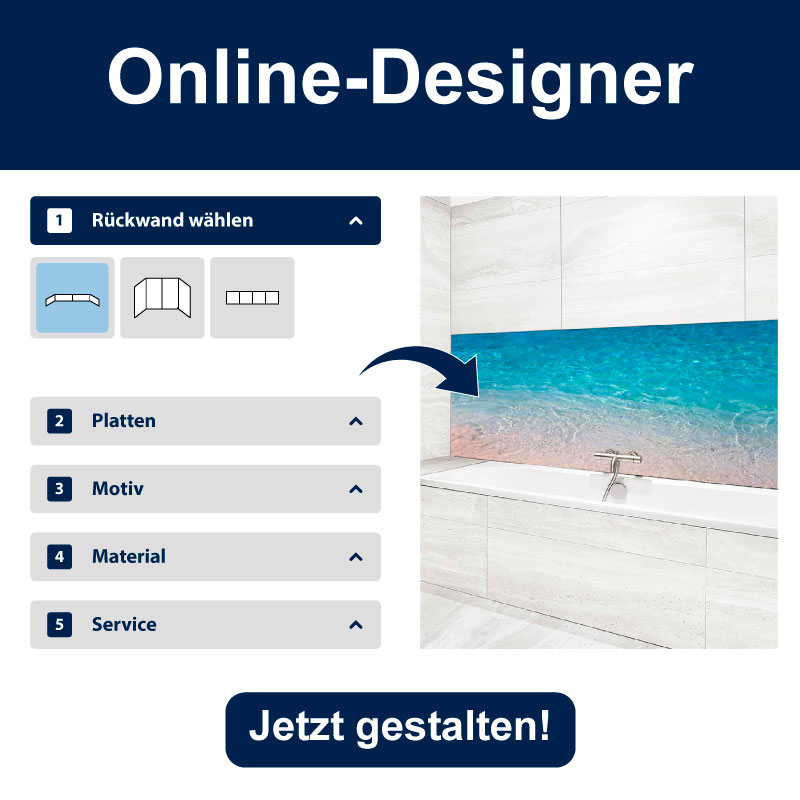 Badückwand online gestalten – Vorschau des Design-Tools.